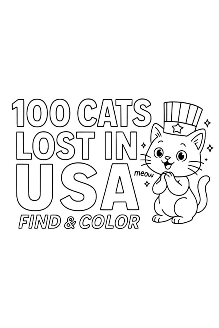 100 Cats Lost in Usa Find & Color Cover