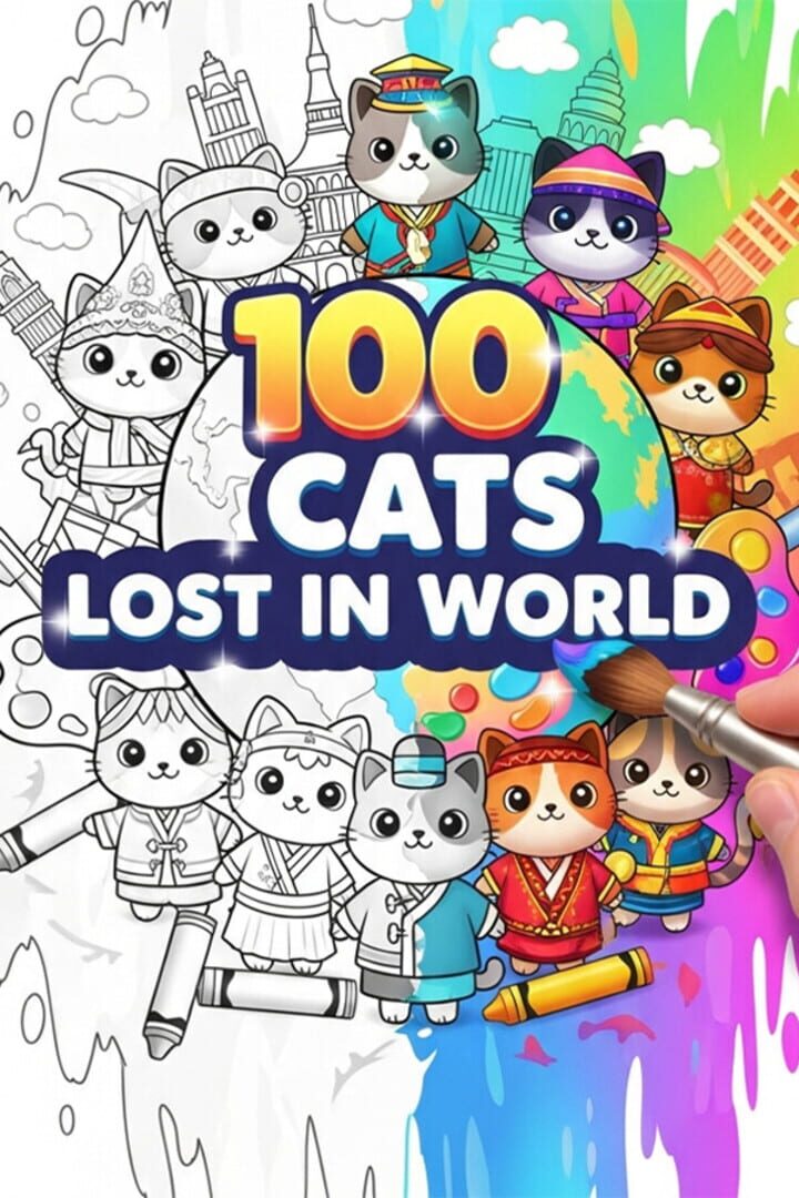 Couverture de 100 Cats Lost in World Find & Color