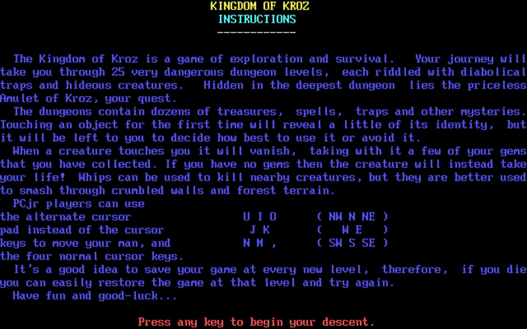 Copertina di Kingdom of Kroz
