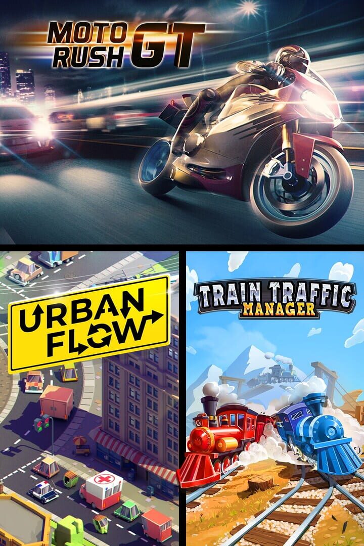 Portada de Moto Rush GT + Urban Flow + Train Traffic Manager