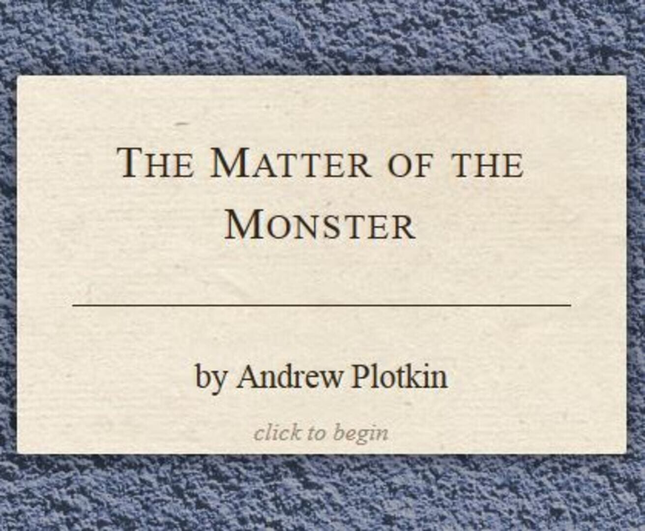 The Matter of the Monster カバー
